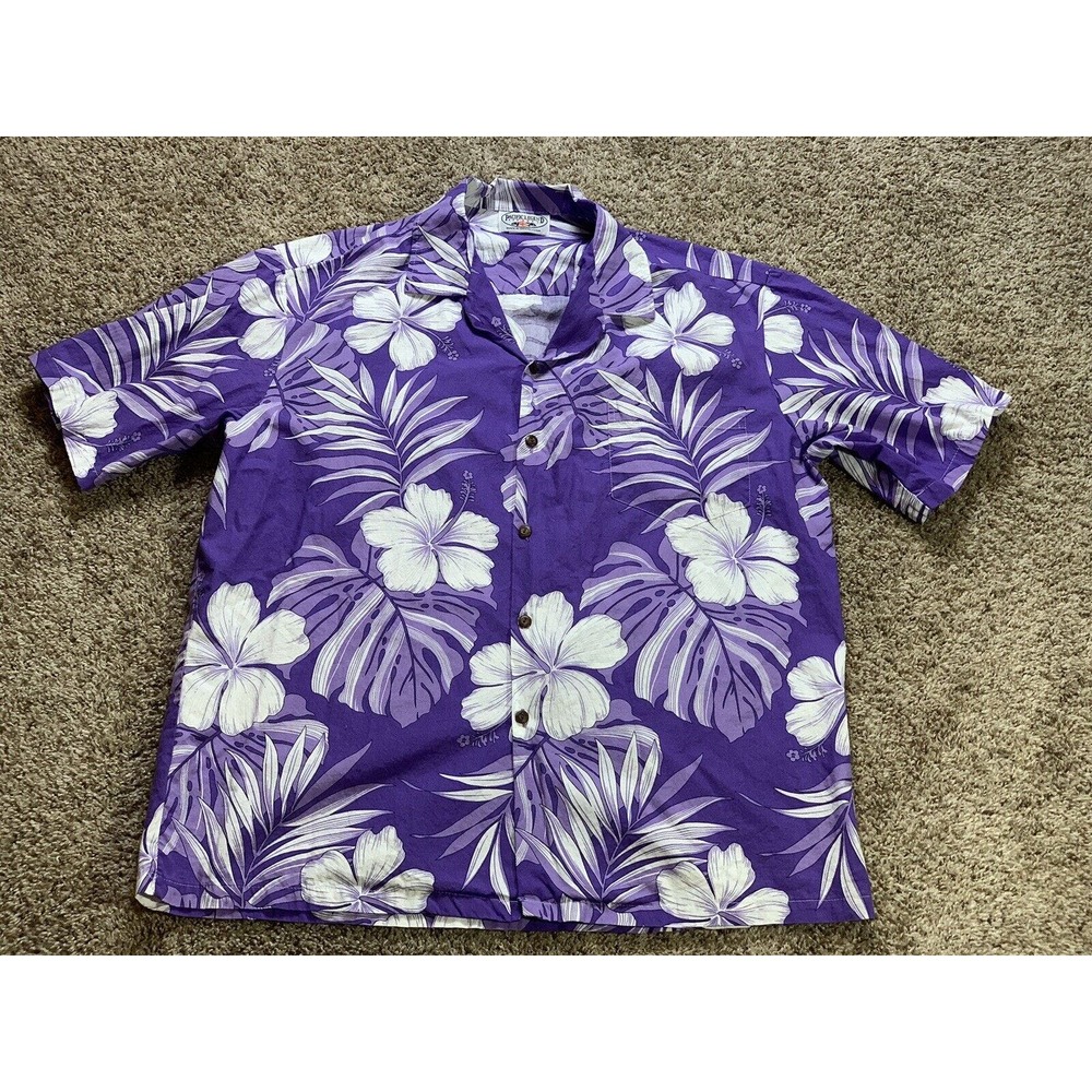 Pacific Legend Shirt XL Purple Mens Casual Floral Beach Hawaiian Aloha Made USA
